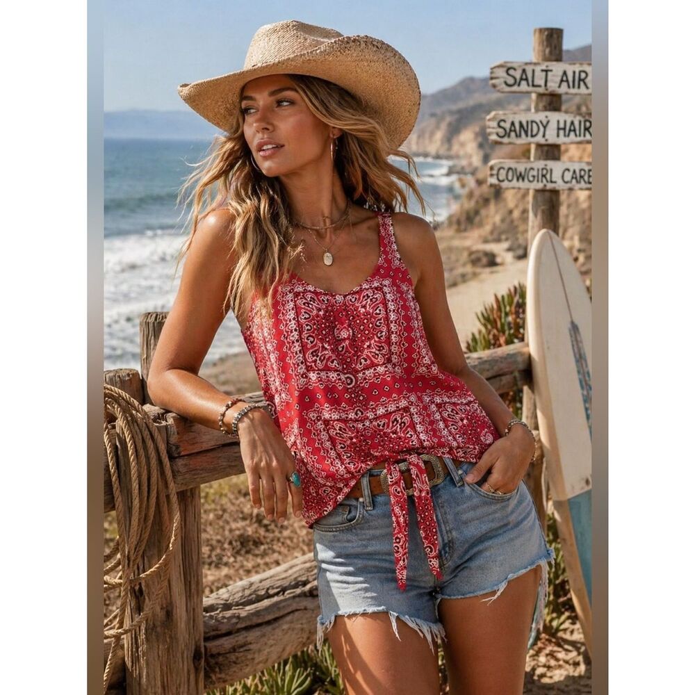 Anthropologie Rory Beca Red Paisley Tank Top Coastal
Cowgirl